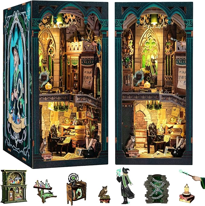 CUTEBEE Book Nook Kit, DIY Booknook Miniature House Tiny House 3D Wooden